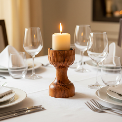 GRUHAM Handcrafted Tall Wooden Candle Holder