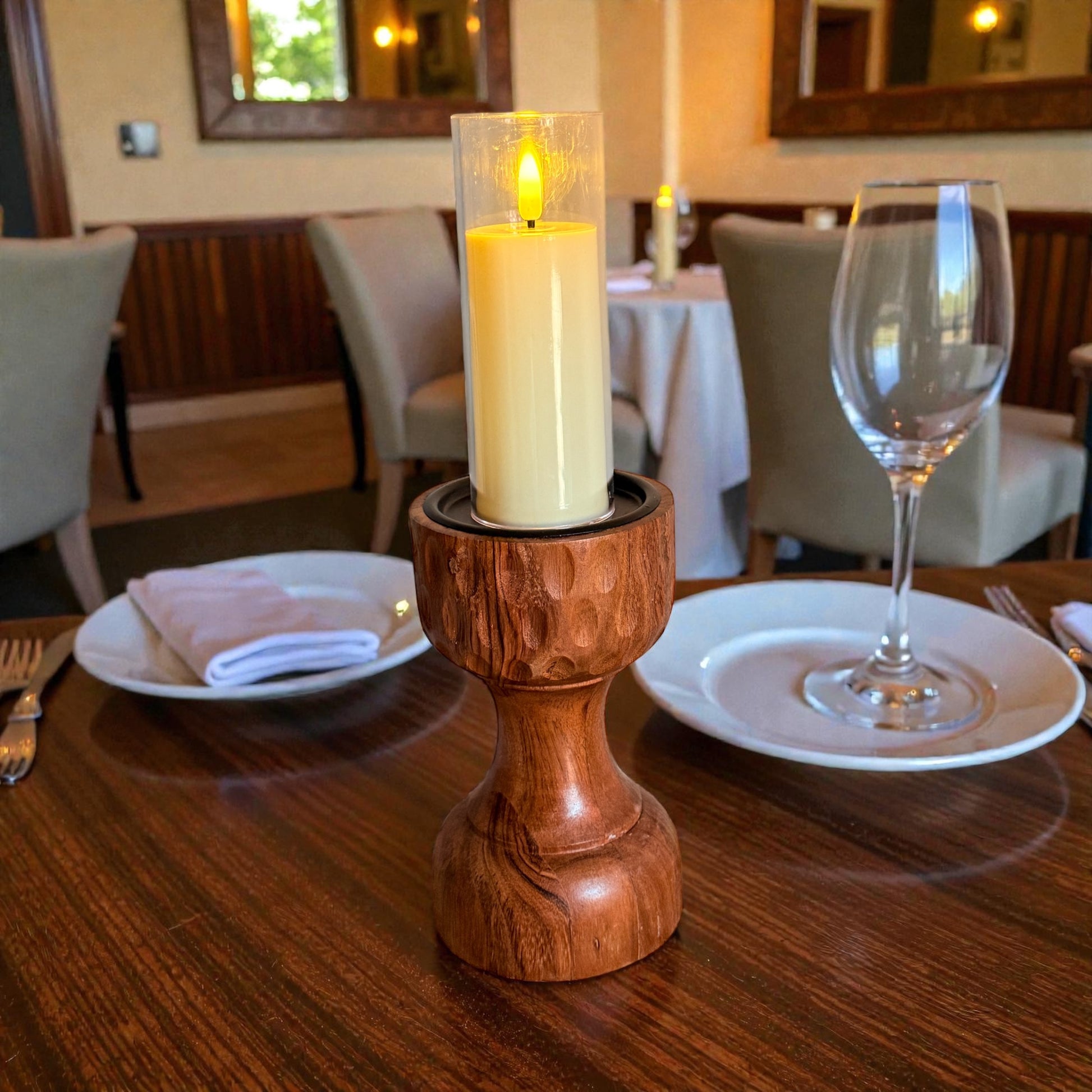 GRUHAM Handcrafted Tall Wooden Candle Holder