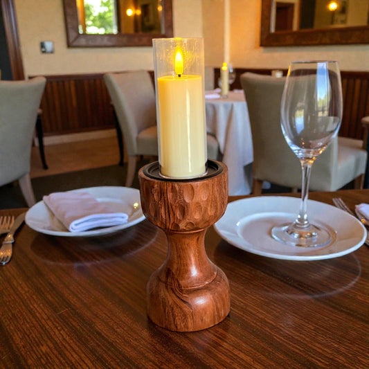 GRUHAM Handcrafted Tall Wooden Candle Holder