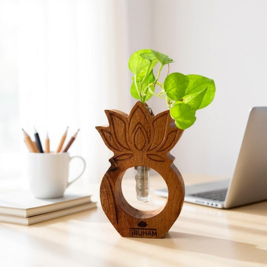 Lotus Harmony – Handcrafted Wooden Planter