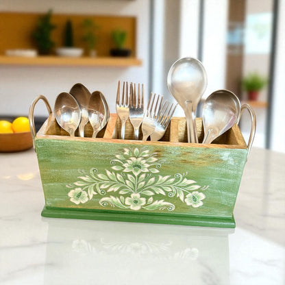 Gulzar Handpainted Leaf Cutlery Holder
