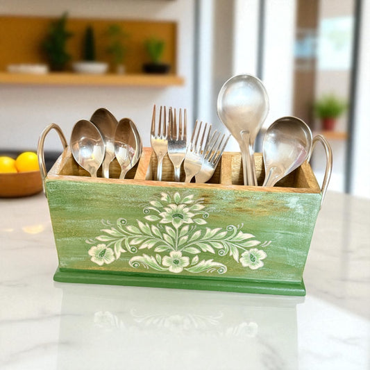 Gulzar Handpainted Leaf Cutlery Holder
