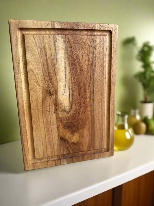 Rectangular Acacia Wood Cutting Board with Juice Groove