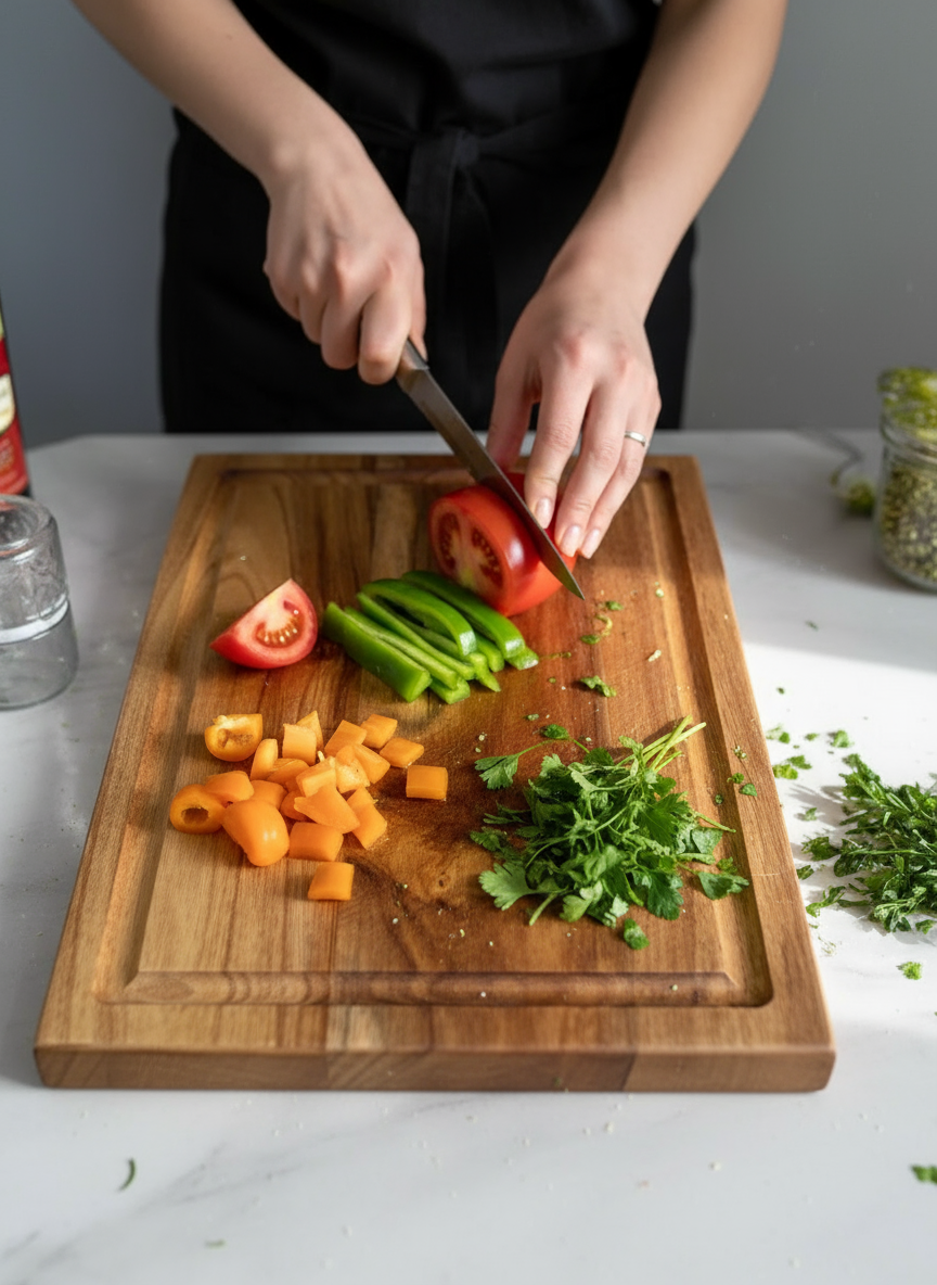 Rectangular Acacia Wood Cutting Board with Juice Groove