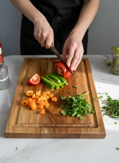 Rectangular Acacia Wood Cutting Board with Juice Groove