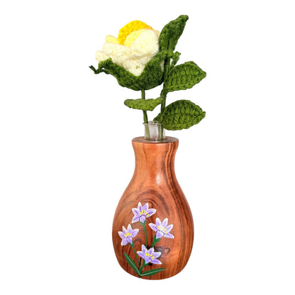 Tulip Bloom Wooden Planter – Hand-Painted Decorative Flower Vase