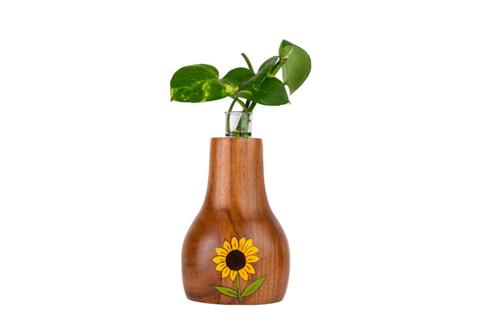 Sunshine Bloom Wooden Planter – Hand-Painted Decorative Flower Vase