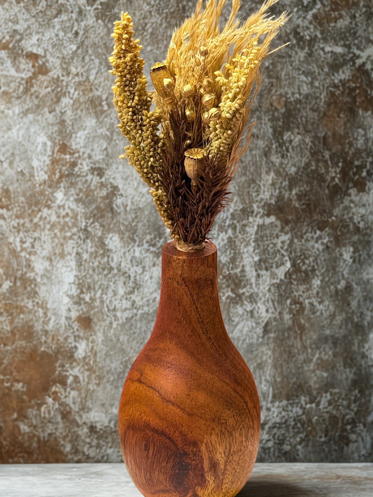 Aakar Wooden Flower Vase – Small - gruham