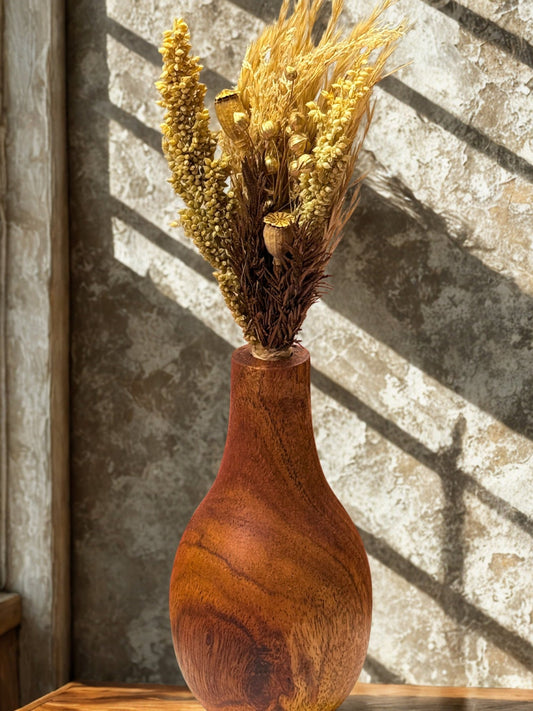Aakar Wooden Flower Vase – Small - gruham