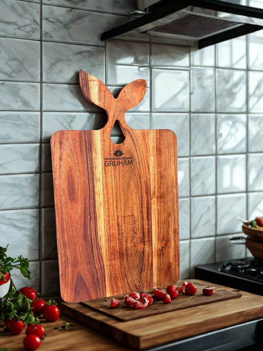 Leaf Grace Handle Wooden Cutting Board - gruham