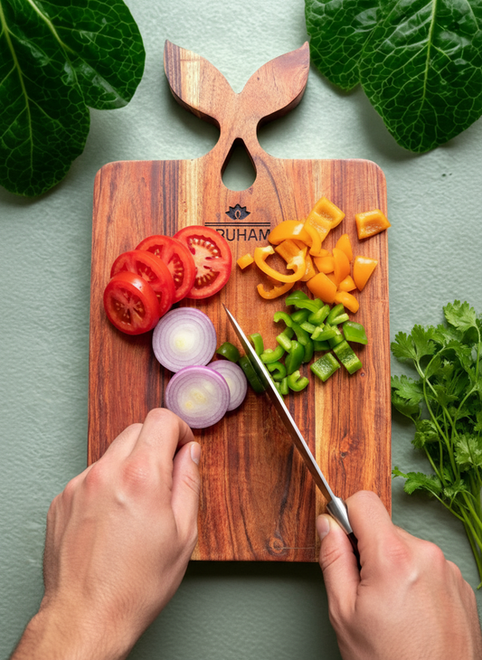 Leaf Grace Handle Wooden Cutting Board