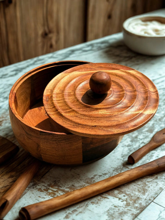 Parampara Roti Box ; Acacia Wood - gruham