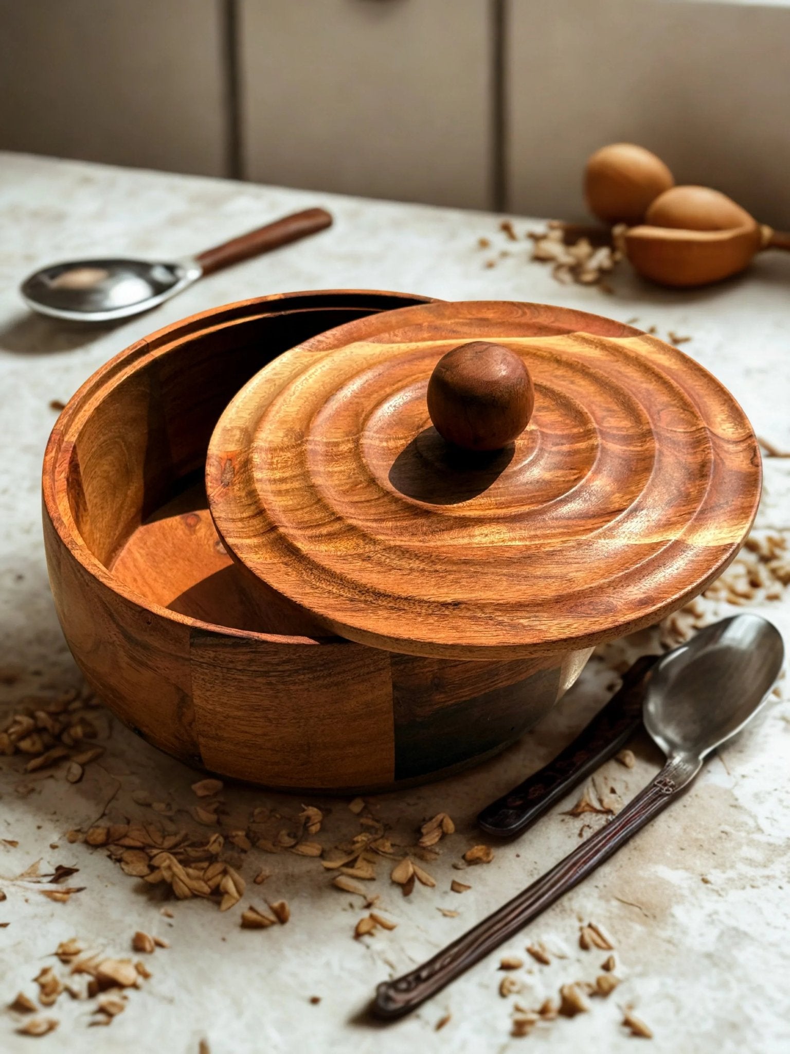 Parampara Roti Box ; Acacia Wood - gruham