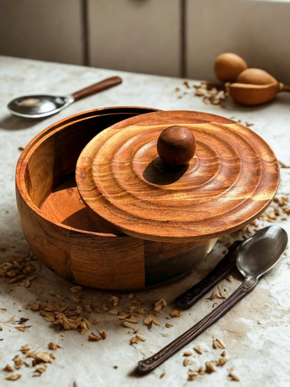 Parampara Roti Box ; Acacia Wood - gruham