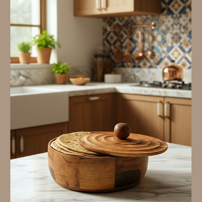 Parampara Roti Box ; Acacia Wood