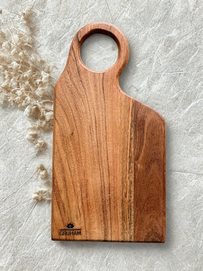 Rectangular Acacia Wood Cutting Board with Round Handle - gruham