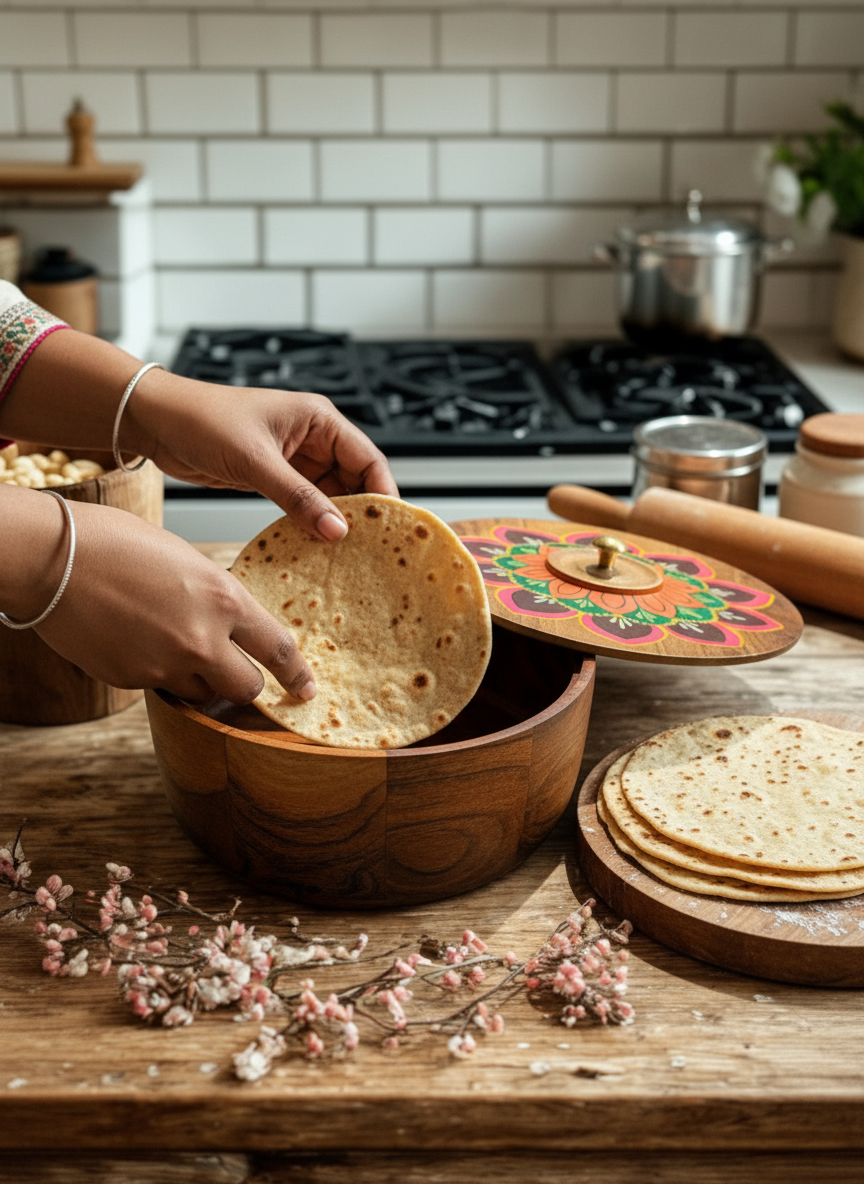 Saanjh Roti Box | Acacia Wood